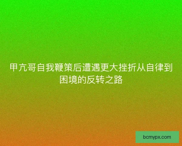 甲亢哥自我鞭策后遭遇更大挫折从自律到困境的反转之路
